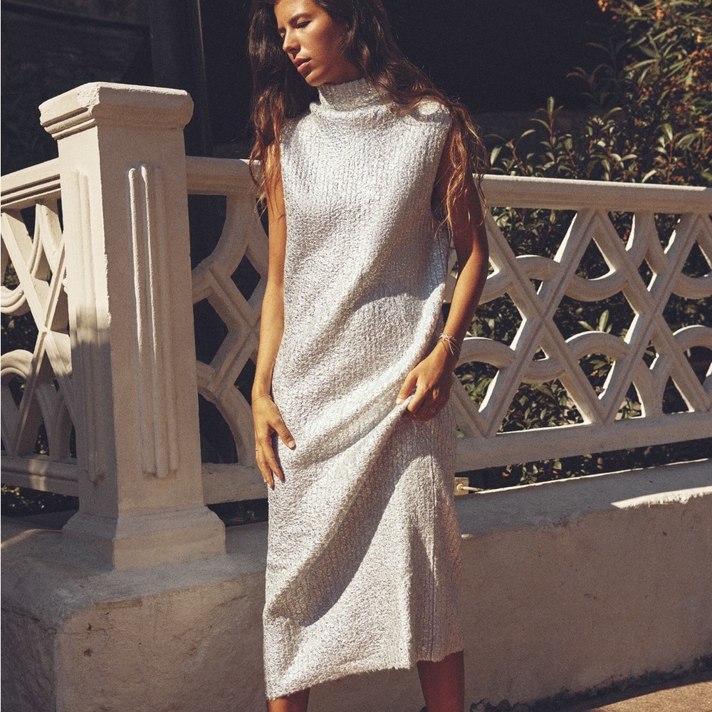 Zara • cracked metallic knit dress